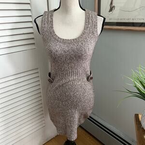 Vintage GLIMMER Sweater Dress Medium Brown Sleeveless Mini Retro Y2K Grunge Girl